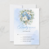 Refined Blue White Floral Eucalyptus Wedding RSVP (正面)