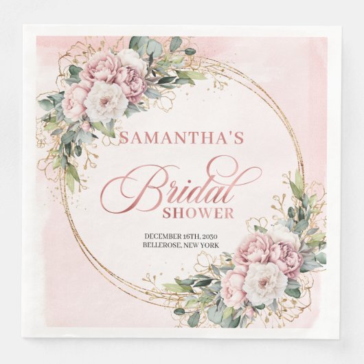 Refined blush pink boho eucalyptus bridal shower   (正面)