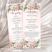 Refined Blush Pink Floral Greenery Wedding Program プログラム