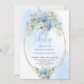 Refined Bohemian Blue Hydrangea Baby Shower Invite 招待状 (正面)