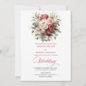 Refined Bohemian Red White Floral Greenery Invite 招待状 (正面)