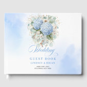 Refined Boho Blue Hydrangeas Eucalyptus Guest Book ゲストブック (正面)