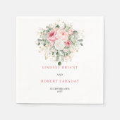 Refined Boho Blush Rose Eucalyptus Wedding Napkins スタンダードカクテルナプキン (正面)