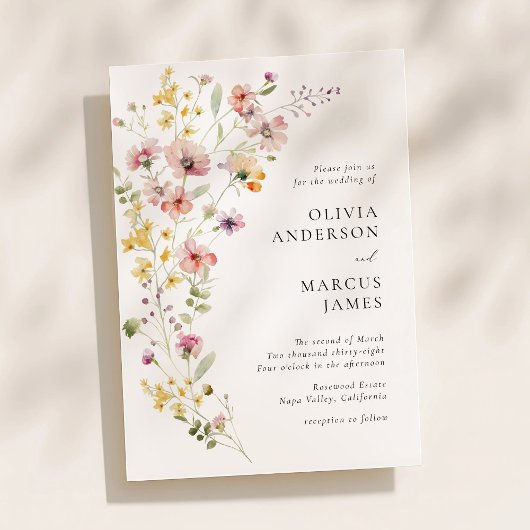 Refined Boho Meadow Wildflower Wedding Invitation 招待状