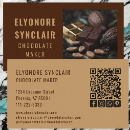 Refined Brown Chocolate Maker Photo Social QR Code 名刺