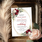 Refined Burgundy Boho Floral Wedding Invitation 招待状