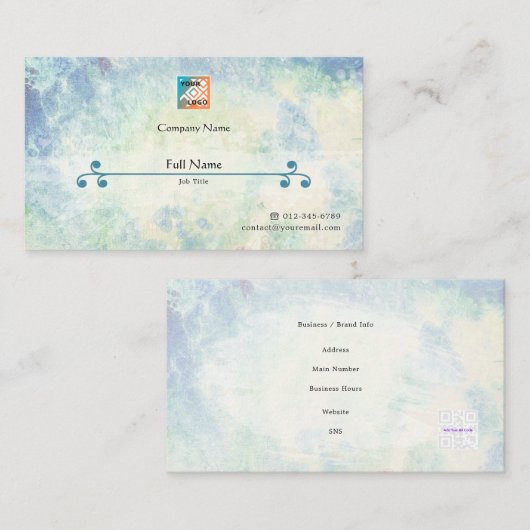 Refined Business Card with QR - Cambrian Cool 名刺 (正面/裏面)