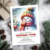 Refined cartoon snowman invite festive tones print 招待状
