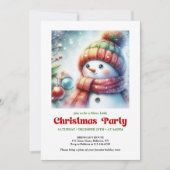 Refined cartoon snowman invite festive tones print 招待状 (正面)