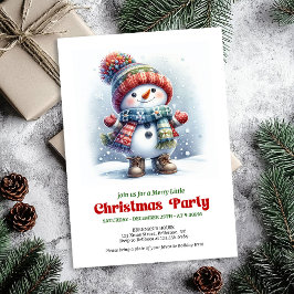 Refined Christmas cute snowman invite kids holiday 招待状