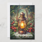 Refined Christmas lantern vintage pine wreath card シーズンカード (正面)