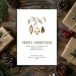 Refined Christmas Ornament Sage Beige Minimal Card シーズンカード