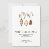 Refined Christmas Ornament Sage Beige Minimal Card シーズンカード (正面)