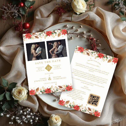 Refined Classic Christmas Garland Wedding セーブザデート
