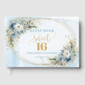 Refined Dusty Blue Greenery Sweet Sixteen Guest  ゲストブック (正面)