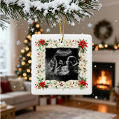 Refined Exquisite Floral Christmas Frame Holiday セラミックオーナメント