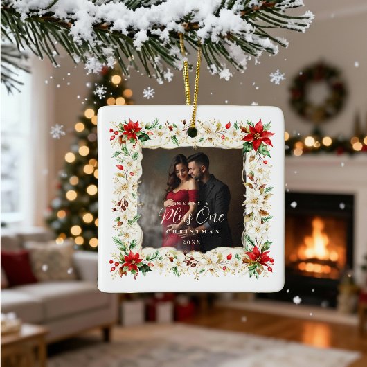 Refined Exquisite Floral Christmas Frame Holiday セラミックオーナメント