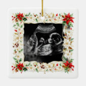 Refined Exquisite Floral Christmas Frame Holiday セラミックオーナメント (裏面)