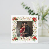 Refined Exquisite Floral Christmas Frame Photo シーズンカード (スタンド正面)