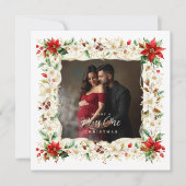 Refined Exquisite Floral Christmas Frame Photo シーズンカード (正面)