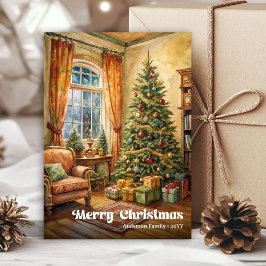 Refined festive scene card classic red green charm シーズンカード