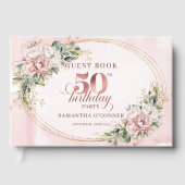Refined Floral Rose Gold 50th Birthday Guestbook ゲストブック (正面)