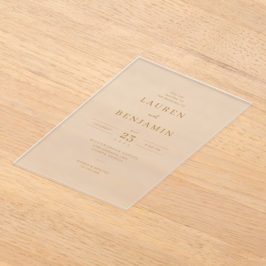 Refined Gold Calligraphy アクリル招待状 (レイダウン)