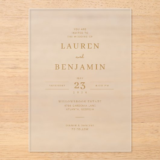 Refined Gold Calligraphy アクリル招待状 (正面)