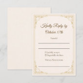 Refined Gold Frame Classic Wedding RSVP Card (正面/裏面)