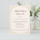 Refined Gold Frame Classic Wedding RSVP Card (スタンド正面)