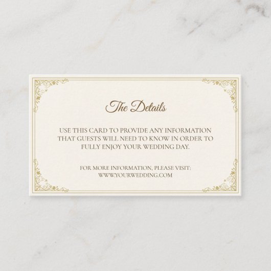 Refined Gold Frame Wedding Details Card エンクロージャーカード (正面)