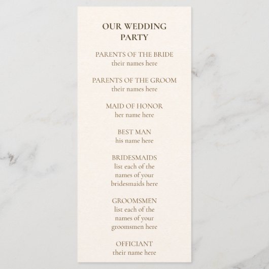 Refined Gold Frame Wedding Program プログラム (裏面)