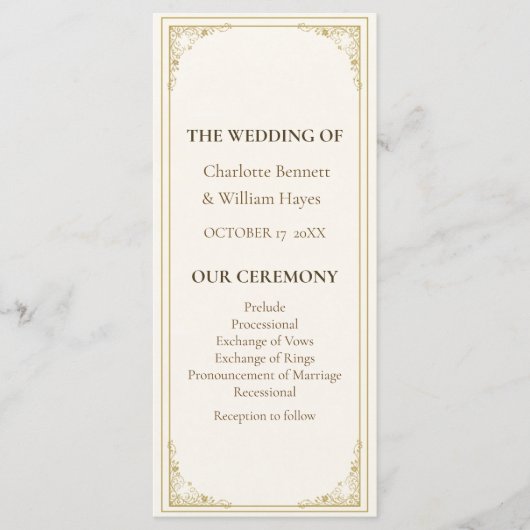 Refined Gold Frame Wedding Program プログラム (正面)