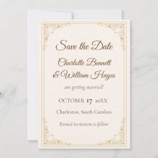 Refined Gold Frame Wedding Save the Date セーブザデート