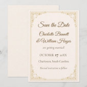 Refined Gold Frame Wedding Save the Date セーブザデート (正面/裏面)
