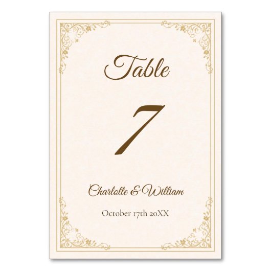 Refined Gold Frame Wedding Table Number テーブルナンバー (正面)