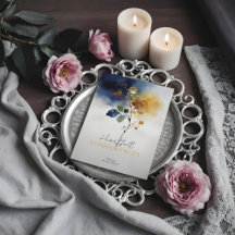 Refined Gold & Navy Blue Botanical Branch Sympathy