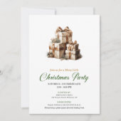 Refined Green And Gold Christmas Gifts Invitation 招待状 (正面)