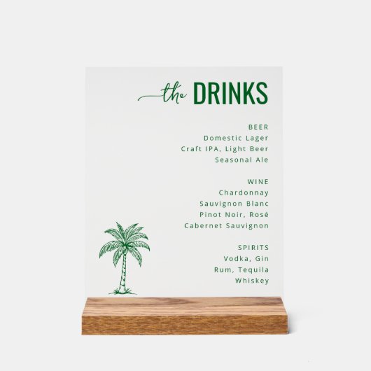 Refined Green Minimalist Beverage Menu アクリルサイン (正面)