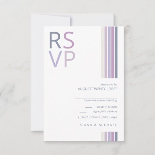 Refined Lines Geometric Wedding Violet ID983 出欠カード (正面)
