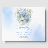 Refined Minimalist Blue Hydrangeas Guest Book ゲストブック (正面)
