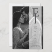 Refined Minimalist Grey Photo Card Wedding Initial セーブザデート (正面)