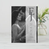 Refined Minimalist Grey Photo Card Wedding Initial セーブザデート (スタンド正面)