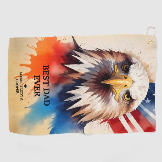 Refined Modern & Elegant Patriotic Eagle ゴルフタオル (横)