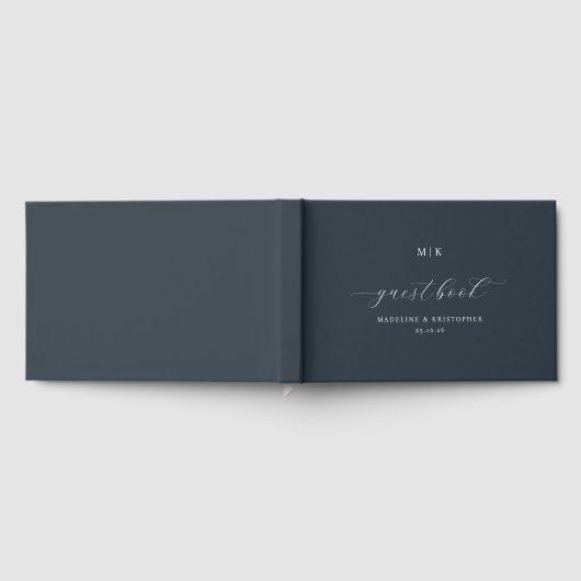 Refined Navy Calligraphy ゲストブック (全面)