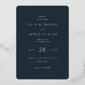 Refined Navy Calligraphy Template 箔招待状 (正面)