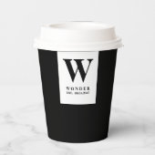 Refined Newly Wed Monogram | Black Minimalist Wedd 紙コップ (裏面)