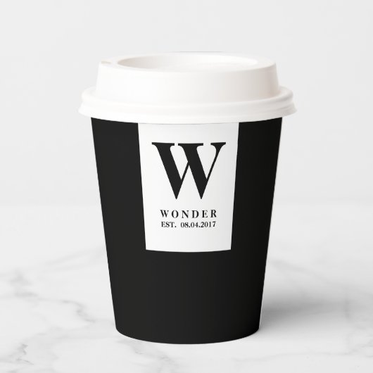 Refined Newly Wed Monogram | Black Minimalist Wedd 紙コップ (裏面)