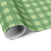 Refined Olive and Forest Green Fine Check Gift ラッピングペーパー (ロールコーナー)