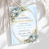 Refined Pastel Blue Gold Eucalyptus Quince Invites 招待状
